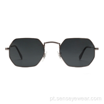 Hexágono aço inoxidável unisex óculos de lentes de lentes